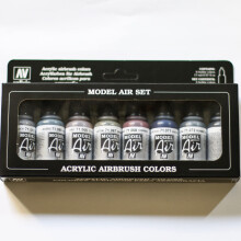 Acrylicos Vallejo Metallic Colors Model Air Paint Set 1/2 Fl. Oz. Bottles 8 Colors