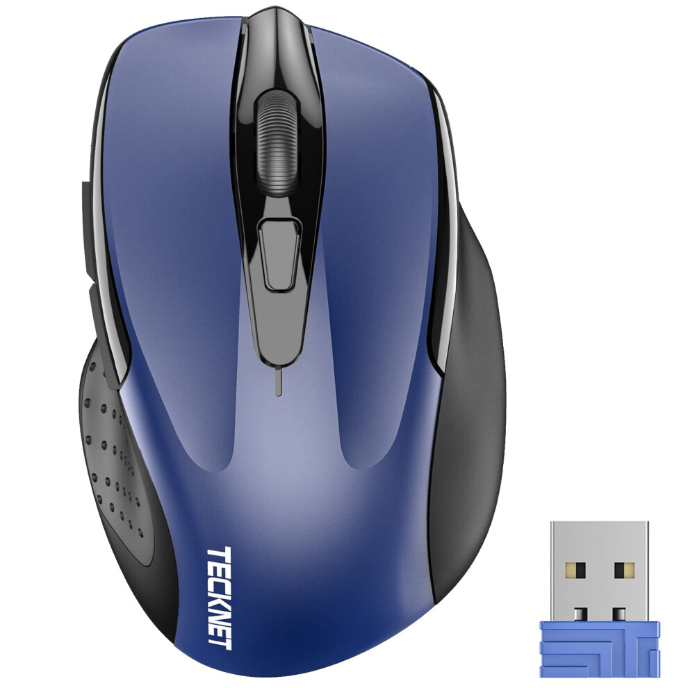 TECKNET Wireless Mouse  2.4GHz Ergonomic Computer Mouse  Portable Cordless Mice  5-Level 2400 DPI Mouse for Laptop  6 Buttons USB Mouse for Chromebook