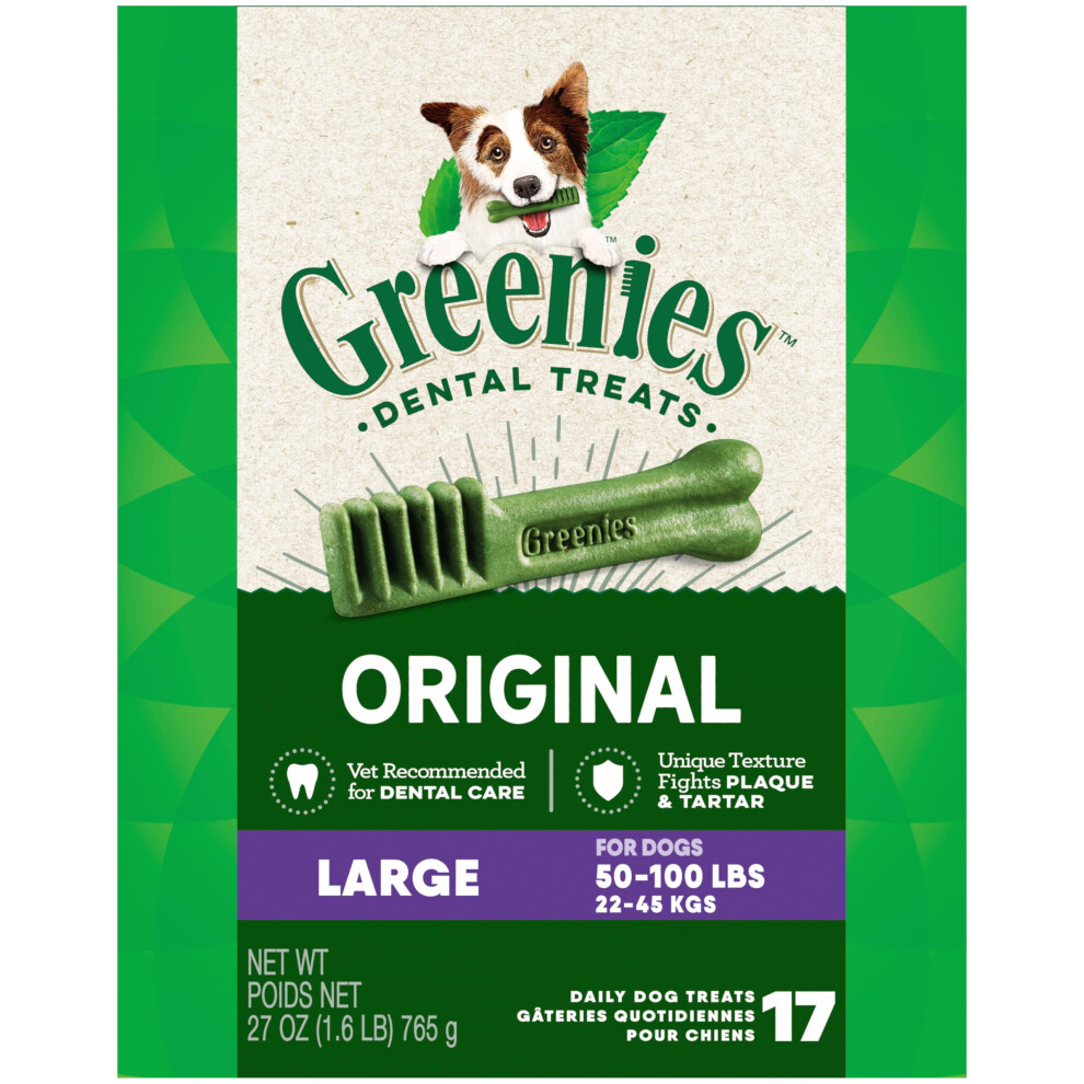 Greenies Original Large Natural Dental Care Dog Treats  27 oz. Pack (17 Treats)