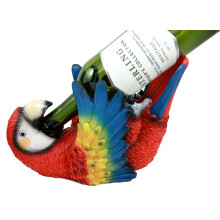 Ebros Gift Tropical Rio Rainforest Red Scarlet Macaw Parrot Wine Bottle Holder Caddy Figurine 10.25"" Long Kitchen Dining Party Hosting Decor Statue o
