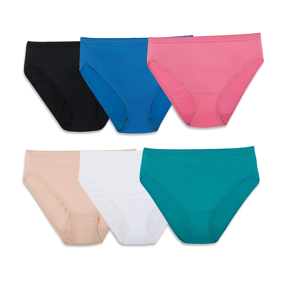 Fruit of the Loom womens Microfiber Panties (Regular & Plus Size) briefs underwear  Hi Cut - 6 Pack Assorted  9 US