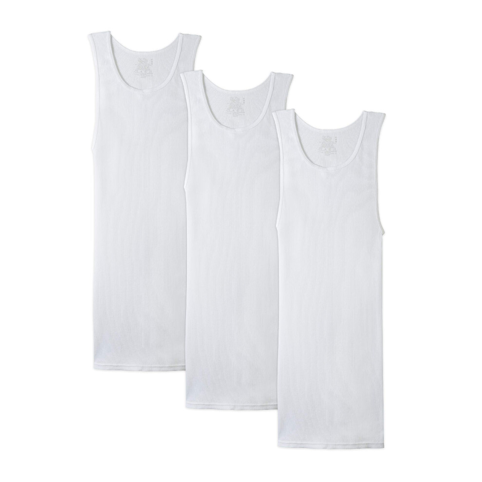 Fruit of the Loom Men's Tall Tag-Free Undershirts  Big Man-Tank-3 Pack  3X-Large