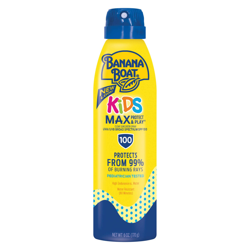 Banana Boat Kids MAX Protect & Play Sunscreen Spray SPF 100  6oz | Clear Spray Sunscreen  Kids Sunscreen Spray  Kids Sunblock Spray  Kids Spray Sunscr