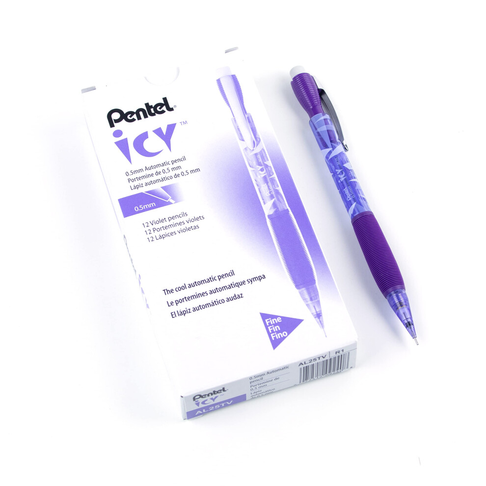 Pentel Icy Automatic Pencil  0.5mm  Violet Barrel  Box of 12 (AL25TV) (Appearance may vary)