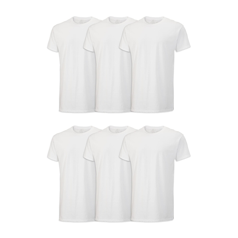 Fruit of the Loom Men's Stay Tucked Crew T-Shirt - Medium - White (Pack of 6)