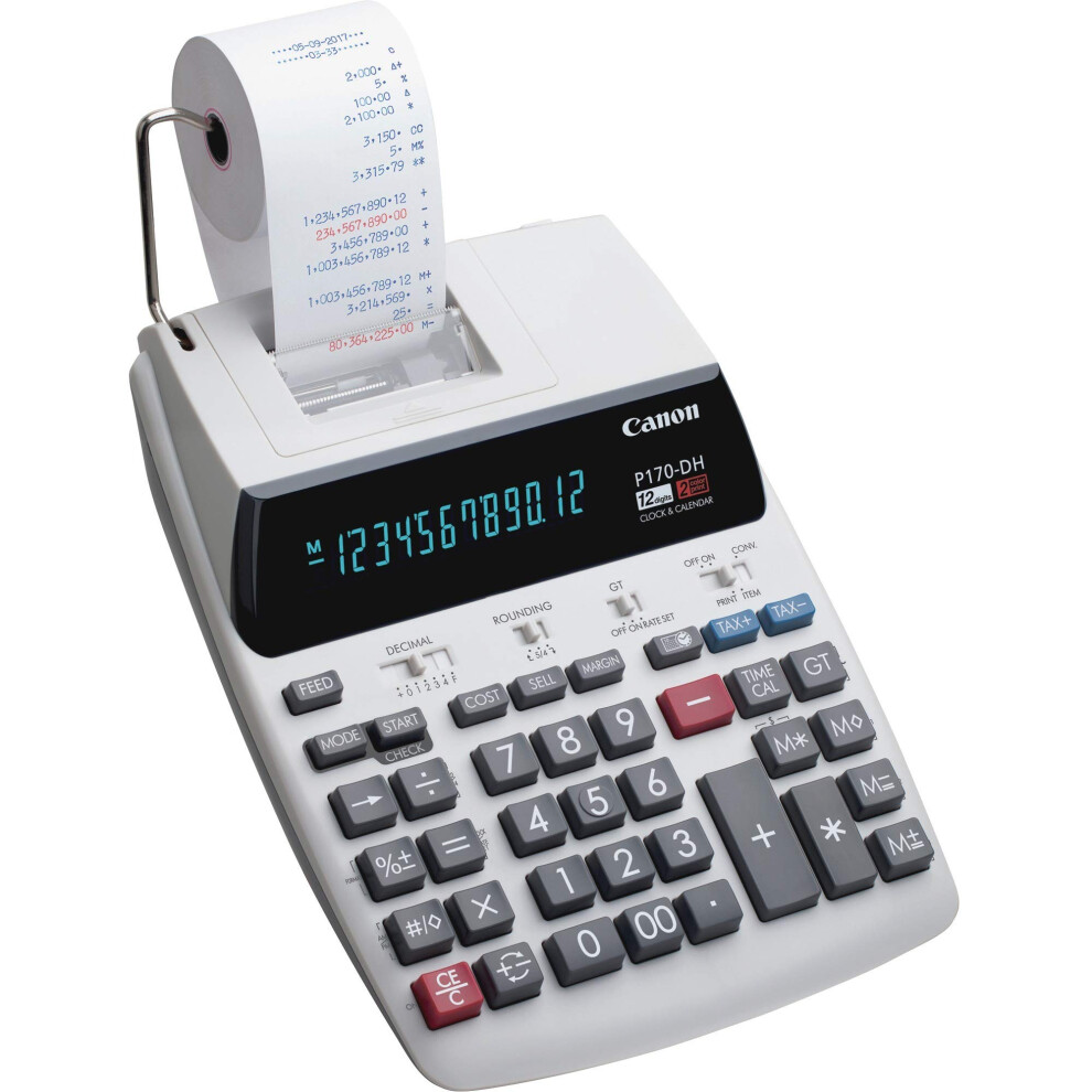 Canon P170DH3 12-Digit Desktop Printing Calculator  White