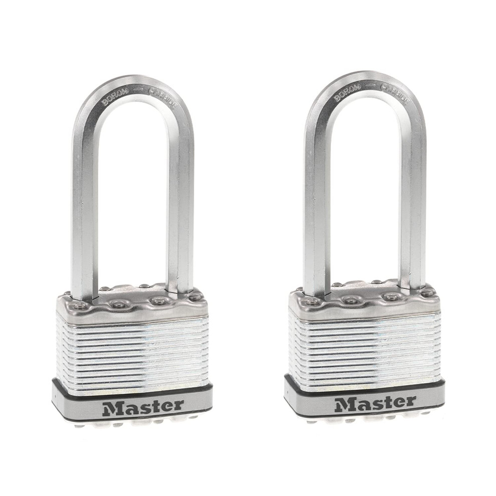 Master Lock M5XTLJ Magnum Heavy Duty Outdoor Padlock with Key  2 Pack Keyed-Alike Silver