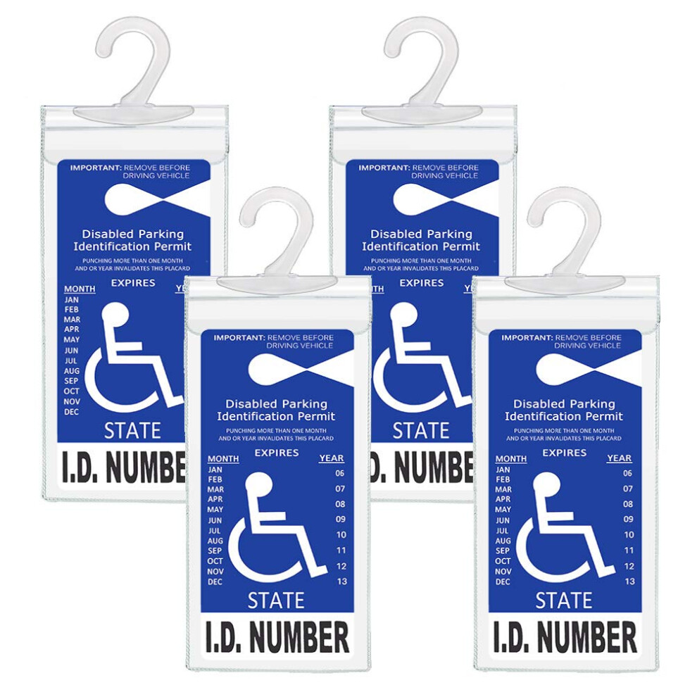Handicapped Parking Placard Holder - Disabled Placard Protective Mirror Tag Holder With Larger Hanger By Tbuymax(Set Of 4) 614134404445