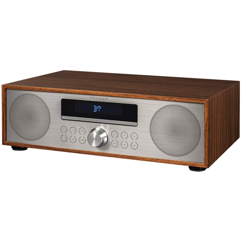 Crosley CR3501A-WA Fleetwood Bluetooth FM Clock Radio and CD Player  Walnut