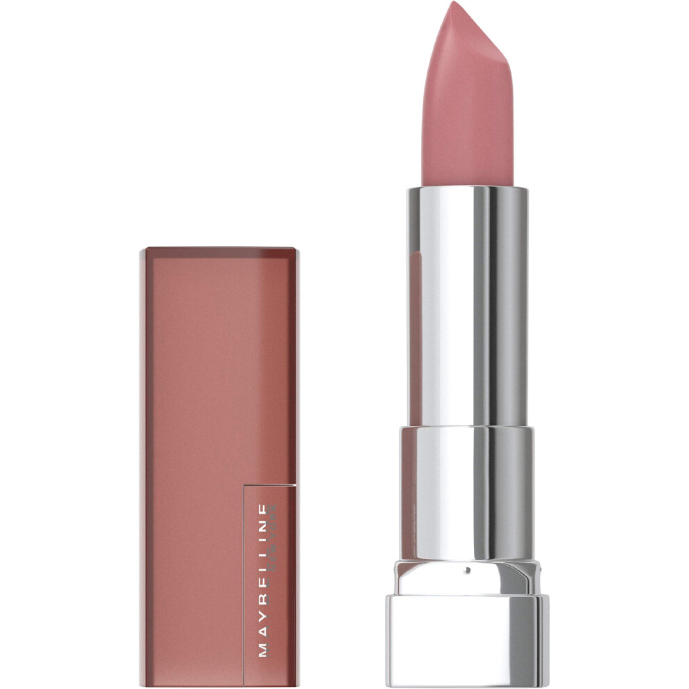 Maybelline Color Sensational Lipstick  Lip Makeup  Matte Finish  Hydrating Lipstick  Nude  Pink  Red  Plum Lip Color  Peach Buff  0.15 oz; (Packaging