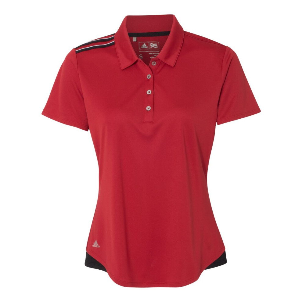 Adidas Golf A235 Ladies 3-Stripes Shoulder Polo  Power Red  Large