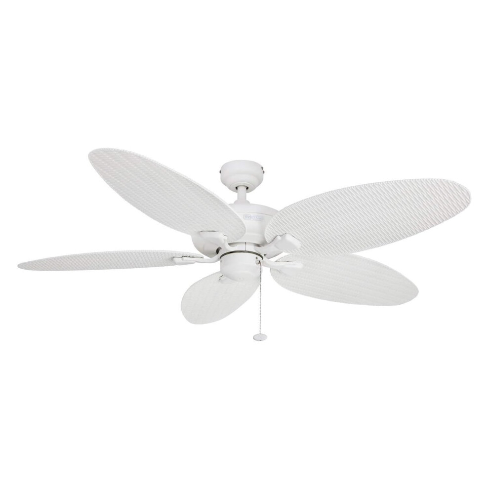 Honeywell Ceiling Fans Duval  52 Inch Tropical Indoor Outdoor Ceiling Fan with No Light  Pull Chain  Three Mounting Options  Damp Rated  Palm Leaf Bla