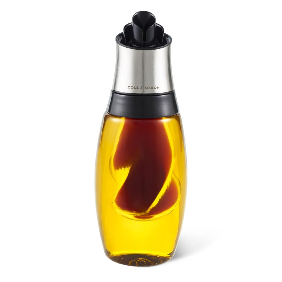 Cole & Mason Duo Oil & Vinegar Pourer - Oil & Vinegar Dispenser Set - Stainless Steel Oil & Vinegar Pourer - Dishwasher Safe Kitchen Tool & Gadget