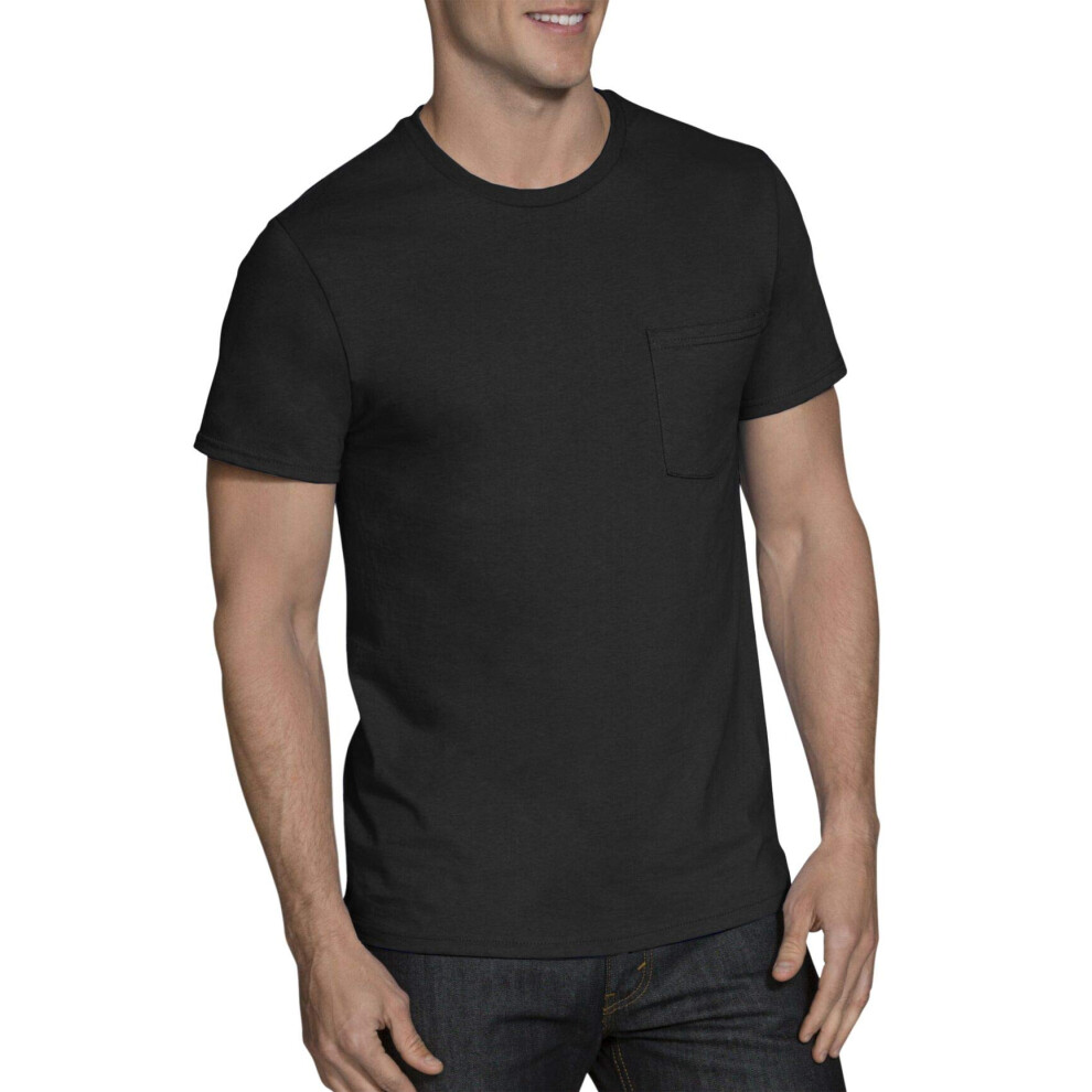 Fruit of the Loom Adult 5 oz. HD Cotton Pocket T-Shirt 3XL BLACK