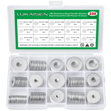 304 Stainless Steel Large Fender Washers Assortment Kit 230 Pieces 15 Sizes - M3 M4 M5 M6 M8 M10 M12 Suitable for Furniture Installation Ship Car As