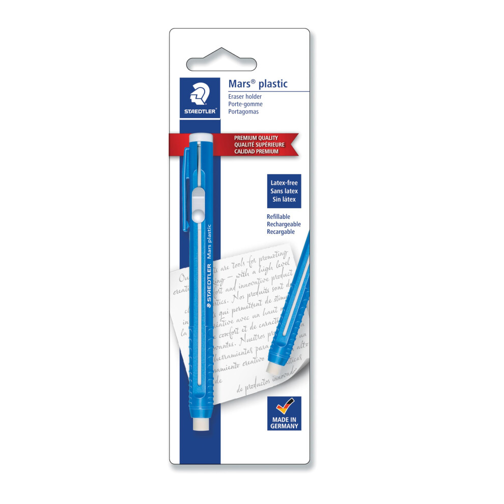 Staedtler Mars Plastic Eraser Refillable Holder  Includes Eraser (52850BK) Blue