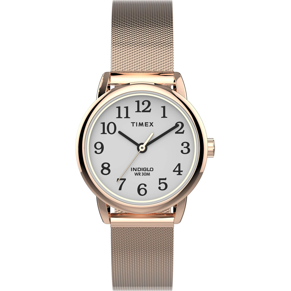 Timex Women's TW2U08100 Easy Reader 25mm Rose Gold-Tone Stainless Steel Mesh Bracelet Watch