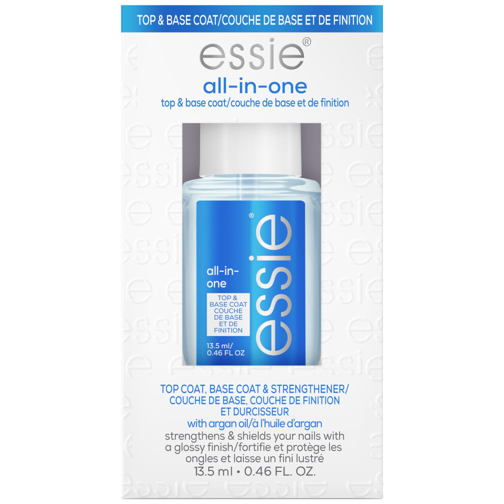 essie Nail Care  8-Free Vegan  All In One Base Coat and Top Coat  strength and shine nail polish  0.46 fl oz