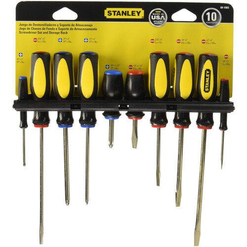 STANLEY STANLEY 60-100A Standard Fluted Screwdriver Set, 10-Piece, Yellow