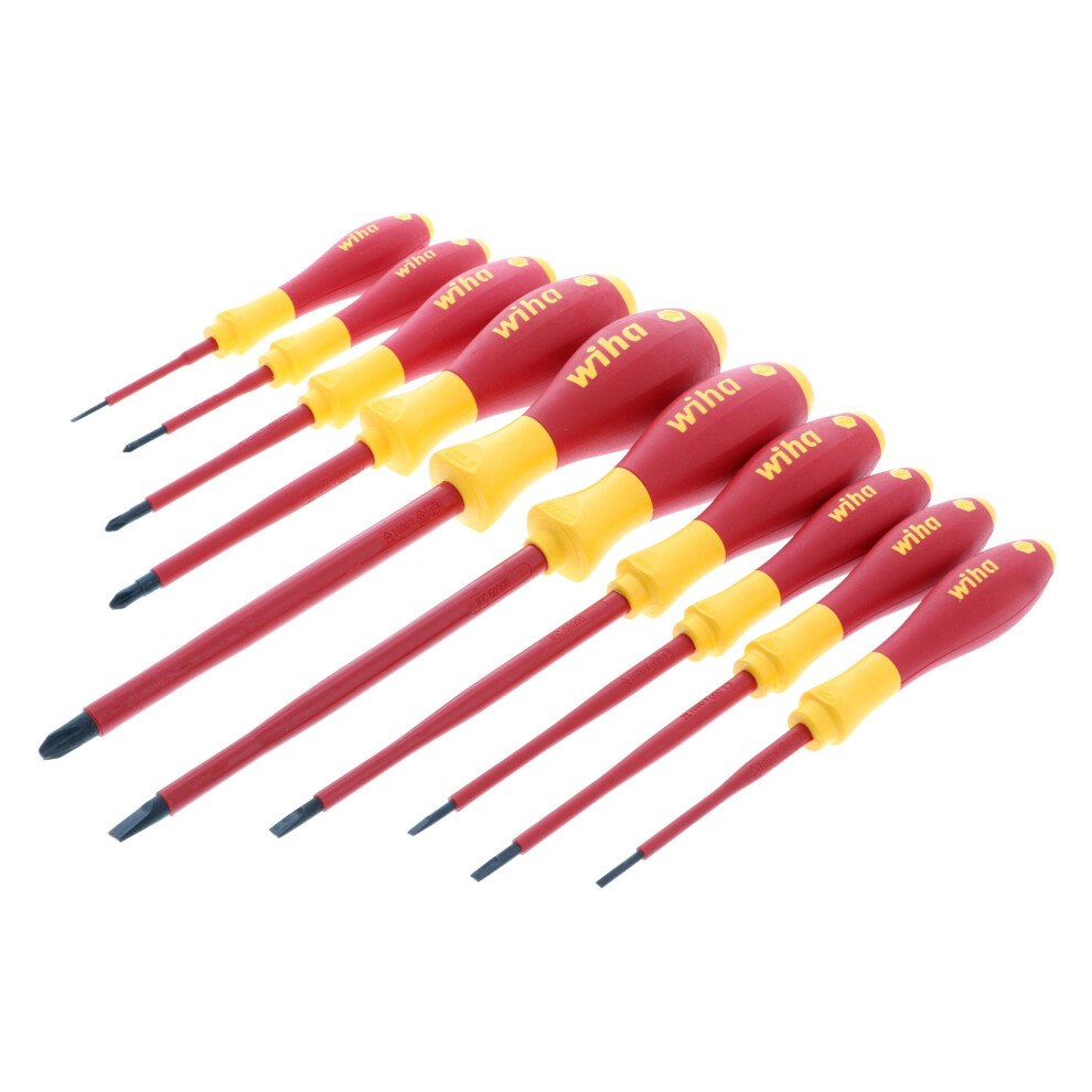 Wiha 32093 Slotted and Phillips Insulated Screwdriver Set  1000 Volt  10 Piece