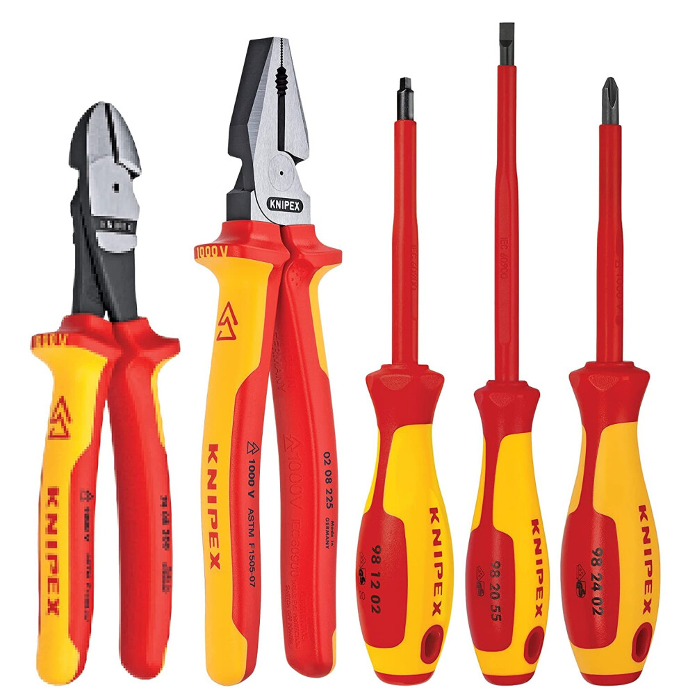 KNIPEX - 9K 98 98 21 US Knipex 989821US 5-Piece 1000V Insulated Pliers and Screwdriver Tradesman Tool Set  Red