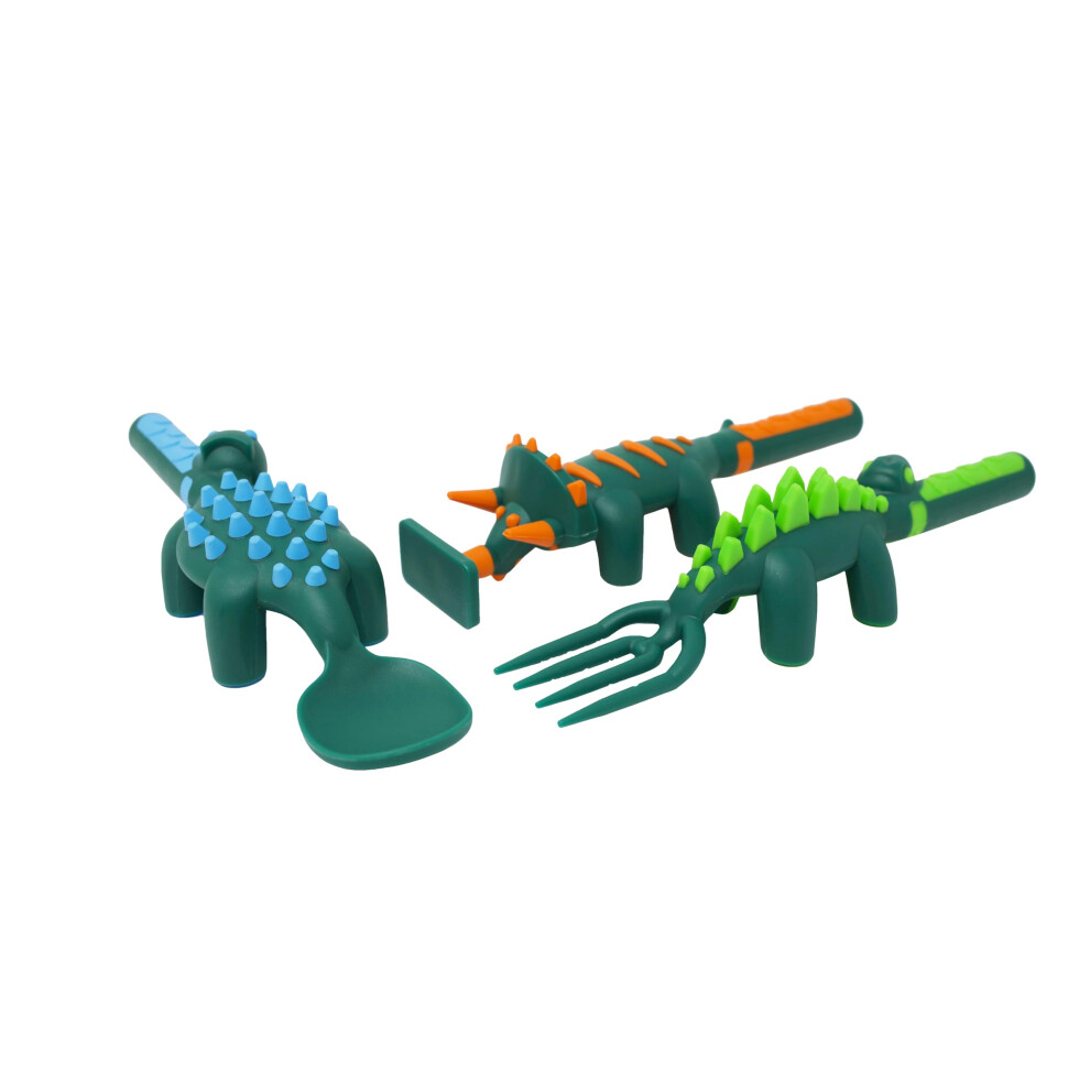 Constructief Spelen Constructive Eating - Toddler Utensils Made In Usa - Silverware For Toddlers - Utensils For Kids - Constructive Eating Set With Fork And Spoon (Dinosa