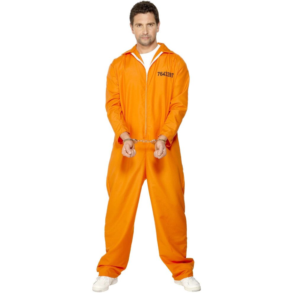 Smiffys mens Escaped Prisoner Costume  Orange  L - US Size 42""-44""