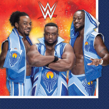 Amscan Serviettes de Table WWE Smash, 6 1/2" x 6 1/2", 16 pcs, Bleu Clair/Rouge