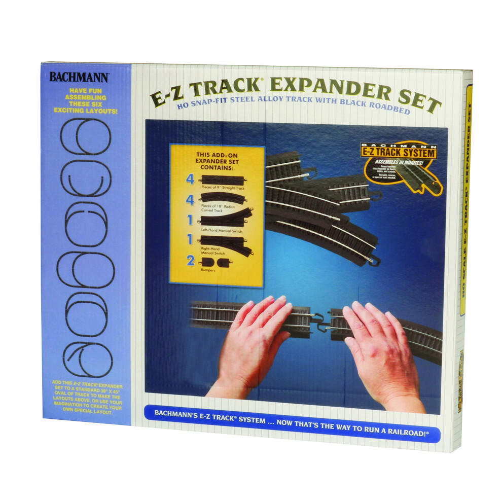 Bachmann Trains - Snap-Fit E-Z TRACK LAYOUT EXPANDER SET - STEEL ALLOY Rail With Black Roadbed - HO Scale