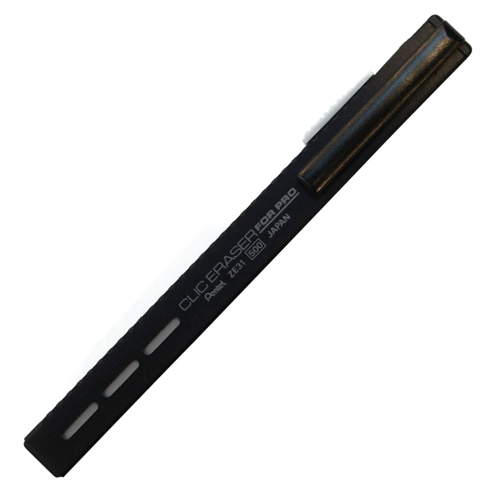 Pentel ZE31-A Rectangle Holder Eraser  Click Eraser  Product Size: 0.5 x 0.3 x 4.8 inches (14 x 8 x 122 mm)  0.3 oz (9 g)  Black