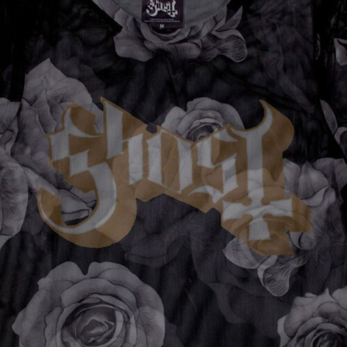 Ghost (S, Black) Ghost Logo And Roses Mesh Crop Top 1