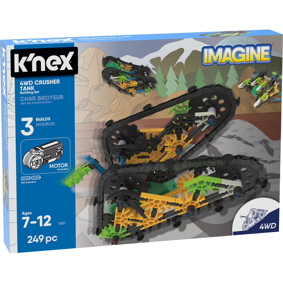 K'NEX Imagine - 4WD Crusher Tank Building Set - 249Piece - Ages 7+ - Engineering Educational Toy Building Set