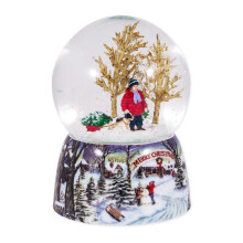 Roman Merry Xmas Snowy Woodland Scna Hudba Snow Globe Glitterdome hraje O Xmas Tree