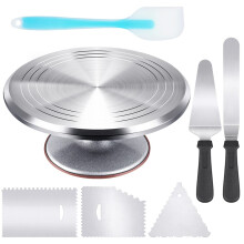 Kootek aluminiowy zestaw gramofonowy narzedzia do pieczenia z obrotowym stojakiem na ciasto 12 """" do dekoracji 12,7 """" offset szpatulki 3 stal ni