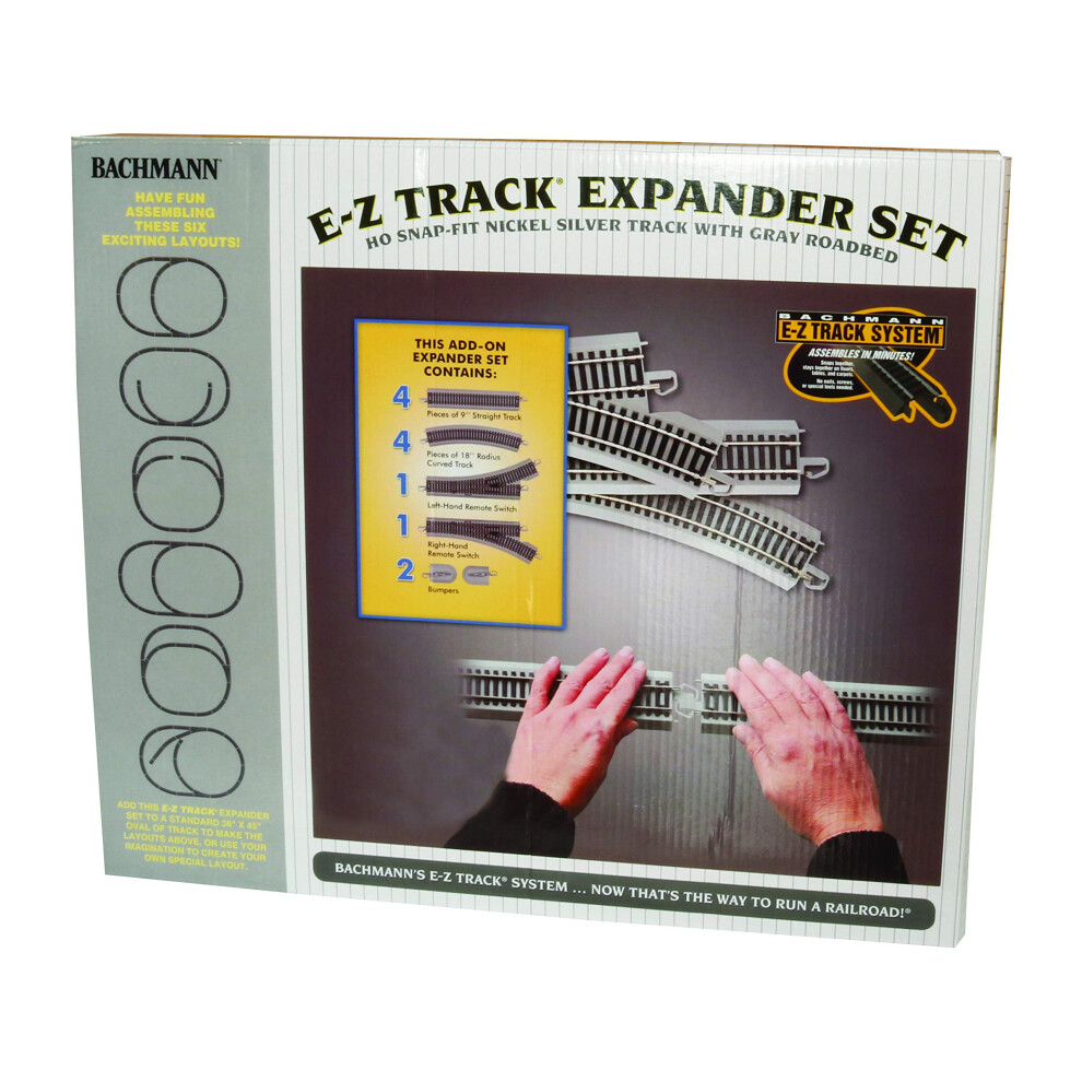 Bachmann Trains SnapFit EZ TRACK LAYOUT EXPANDER SET NICKEL SILVER Rail With Grey Roadbed HO Scale  Medium