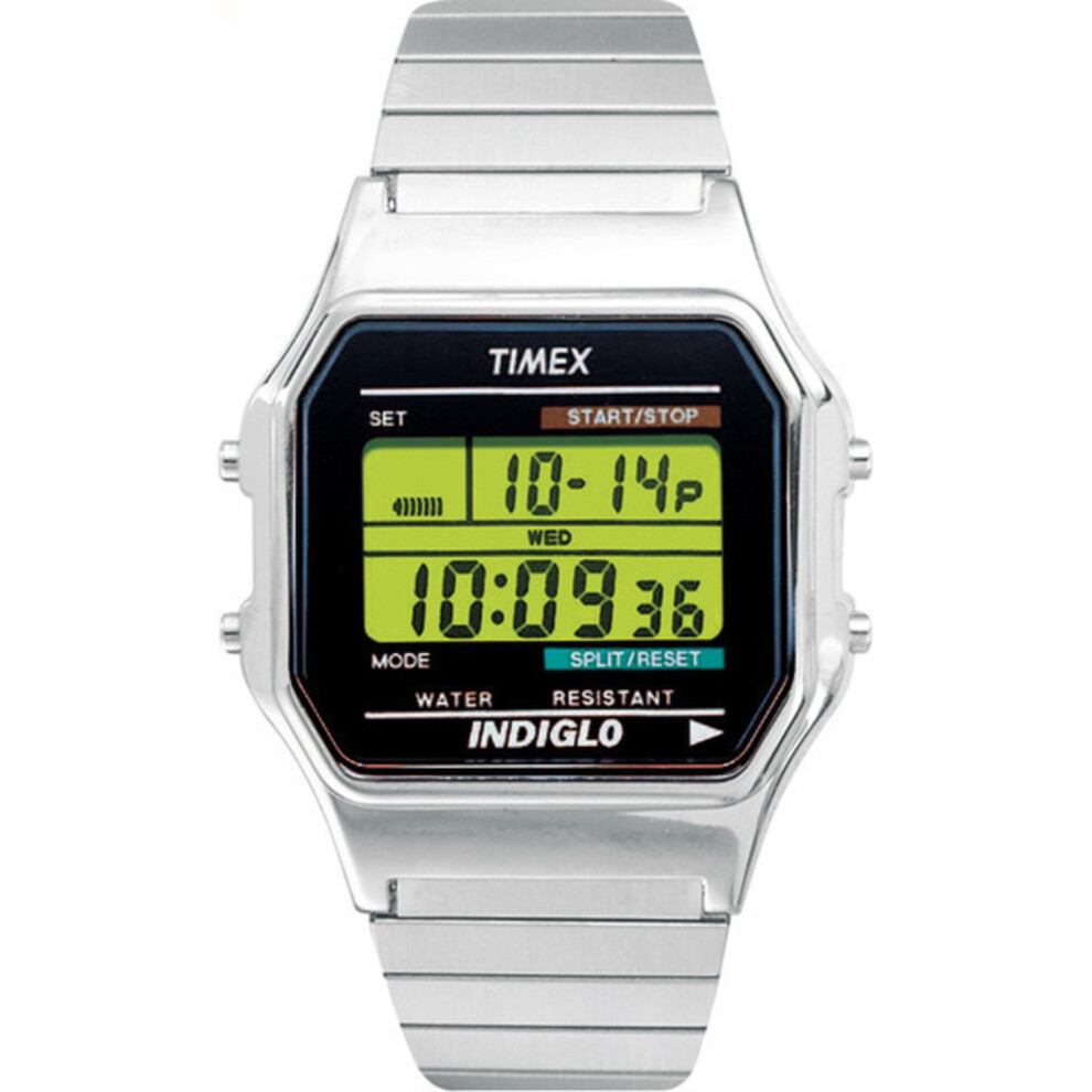 Timex Men's T78582 Classic Digital Silver-Tone Extra-Long Stainless Steel Expansion Band Watch