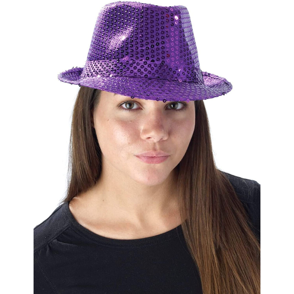 Rubie's Adult Forum Sequin Fedora  Purple  One Size