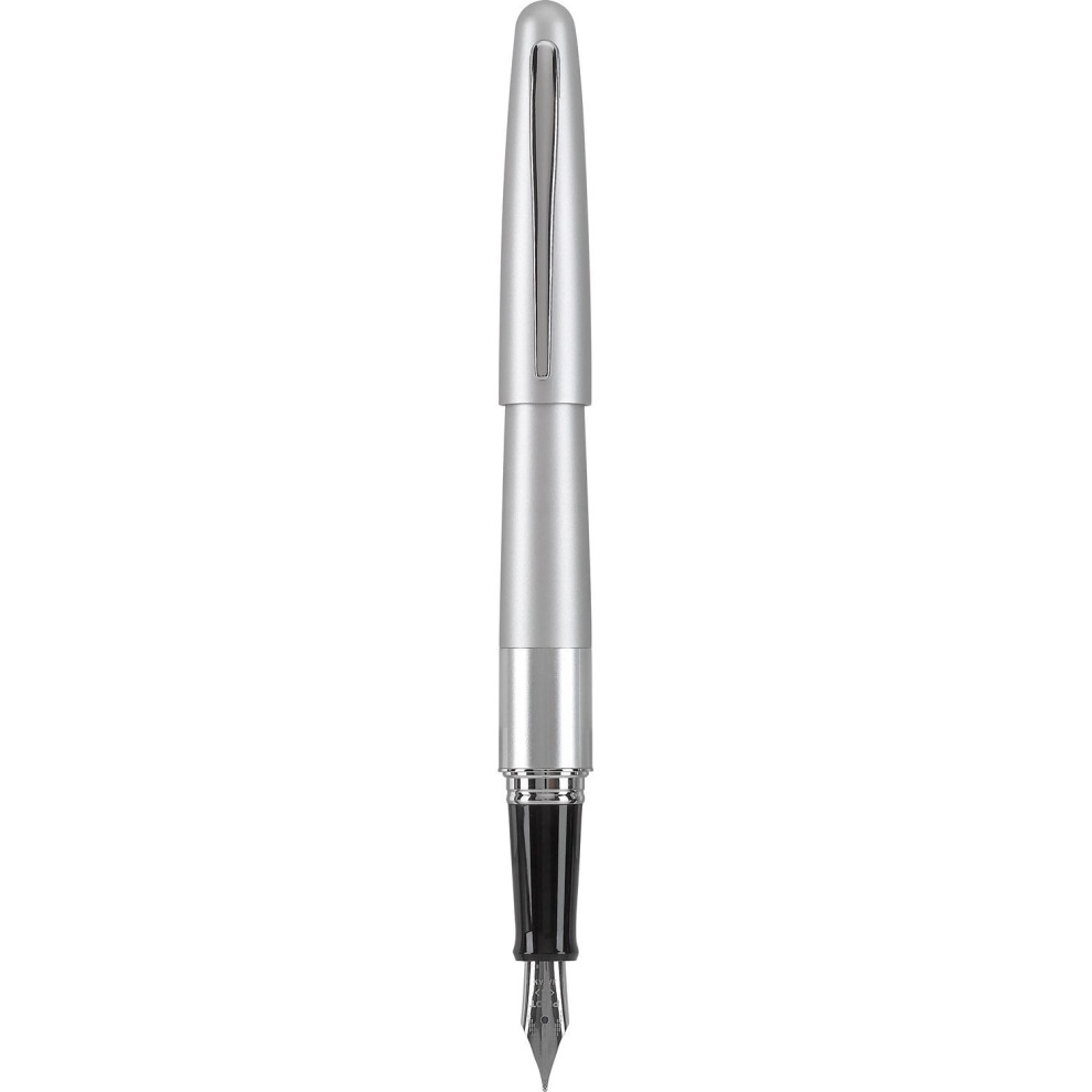 PILOT Metropolitan Collection Fountain Pen  Silver Barrel  Classic Design  Medium Nib  Black Ink (91108)