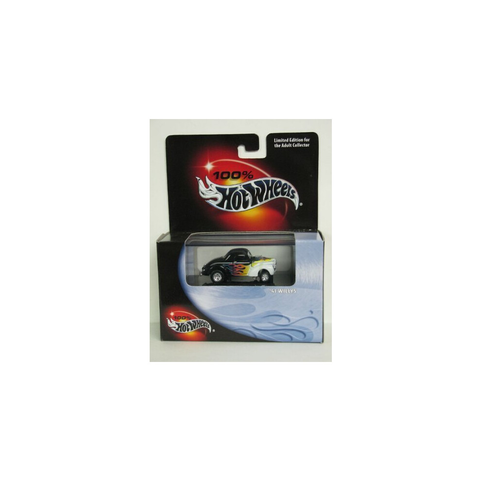 100% Hot Wheels - Limited Edition Cool Collectibles - 41 Willys - 1:64 Scale Classic Collector Car Replica mounted in collector display case. Black &