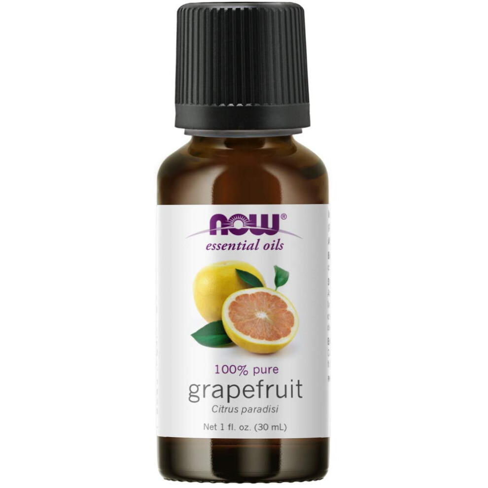 NOW Essential Oils  Grapefruit Oil  Sweet Citrus Aromatherapy Scent  Cold Pressed  100% Pure  Vegan  Child Resistant Cap  1-Ounce