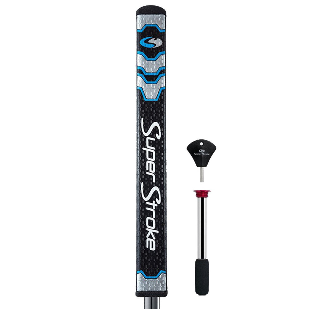 SuperStroke CounterCore Flatso Golf Putter Grip  Black/Blue (Flatso 1.0)  Consistent and Reliable Putting Stroke  Reduces Face Angle Rotation  Adjusta