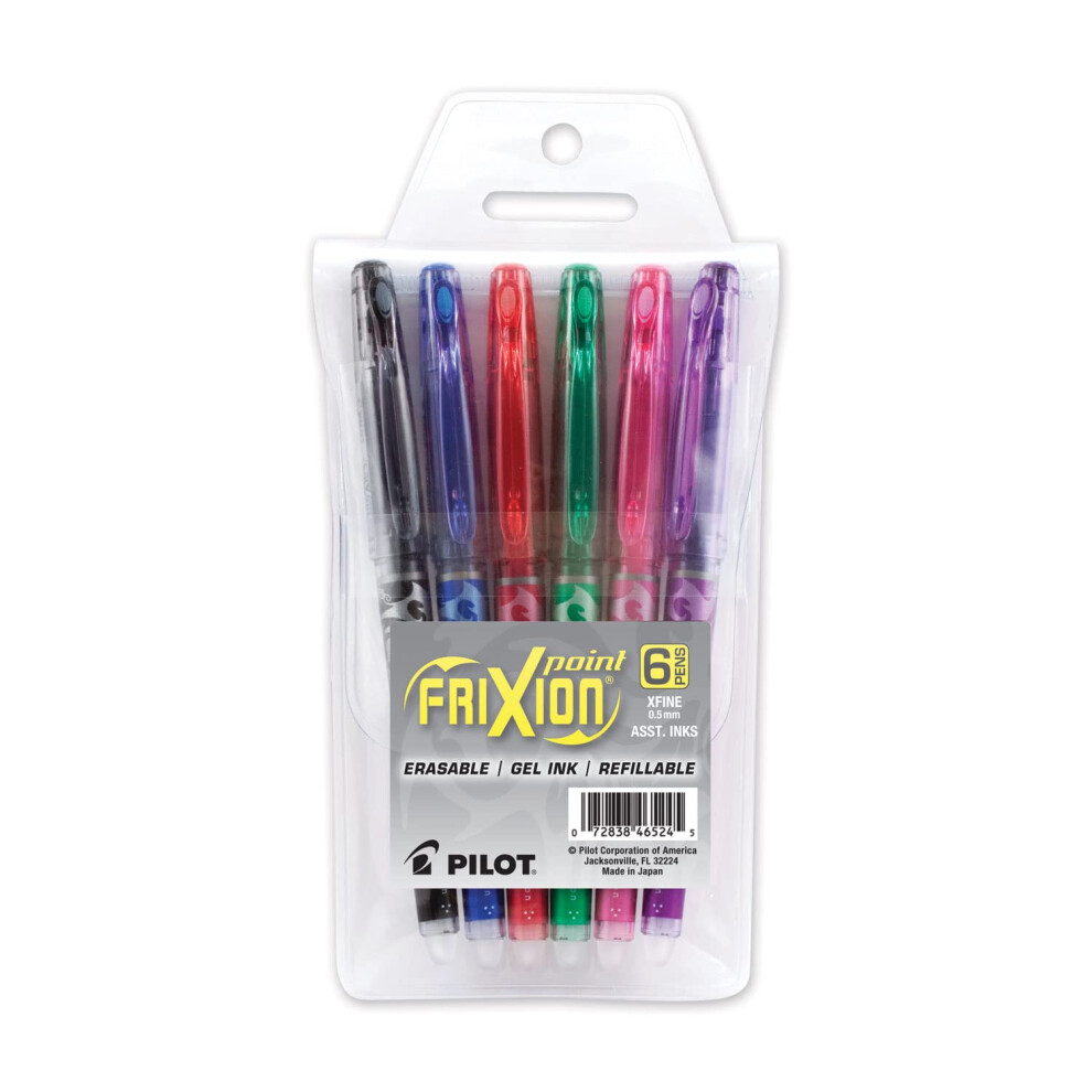 Pilot  FriXion Point Erasable & Refillable Gel Ink Pens  Extra Fine Point 0.5 mm  Pack of 6  Assorted Colors