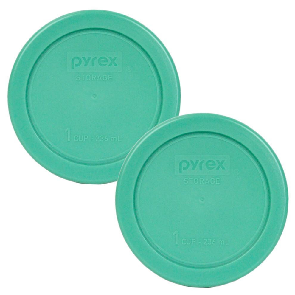 Pyrex Bundle - 2 Items: 7202-PC 1-Cup Green Plastic Food Storage Lids  Made in USA