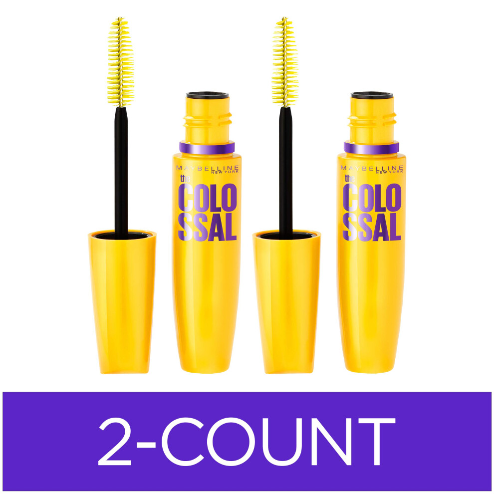 Maybelline Volum' Express Colossal Washable Mascara Makeup  Volumizing  Classic Black  2 Count