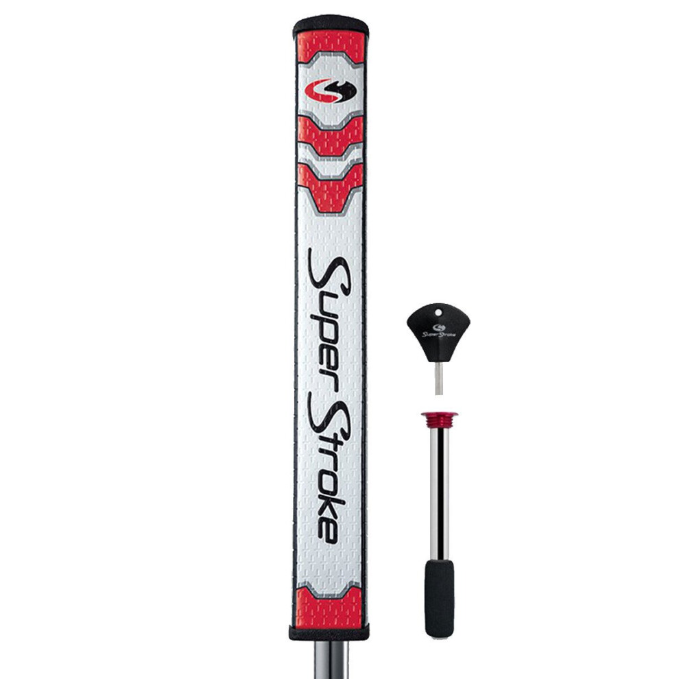 SuperStroke CounterCore Flatso Golf Putter Grip  White/Red (Flatso 2.0) | Consistent and Reliable Putting Stroke | Reduces Face Angle Rotation  Adjust