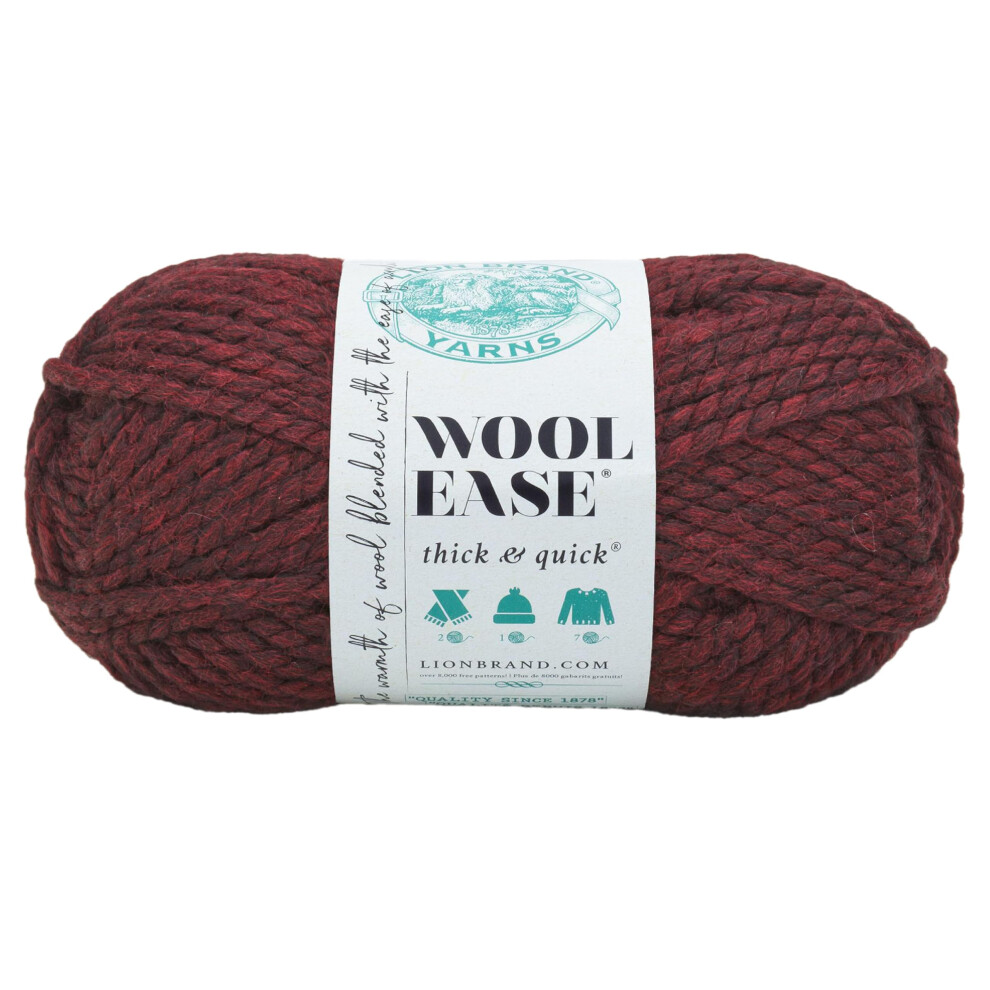 Lion Brand Yarn 640-143 Wool-Ease Thick & Quick Yarn  1-Pack  Claret