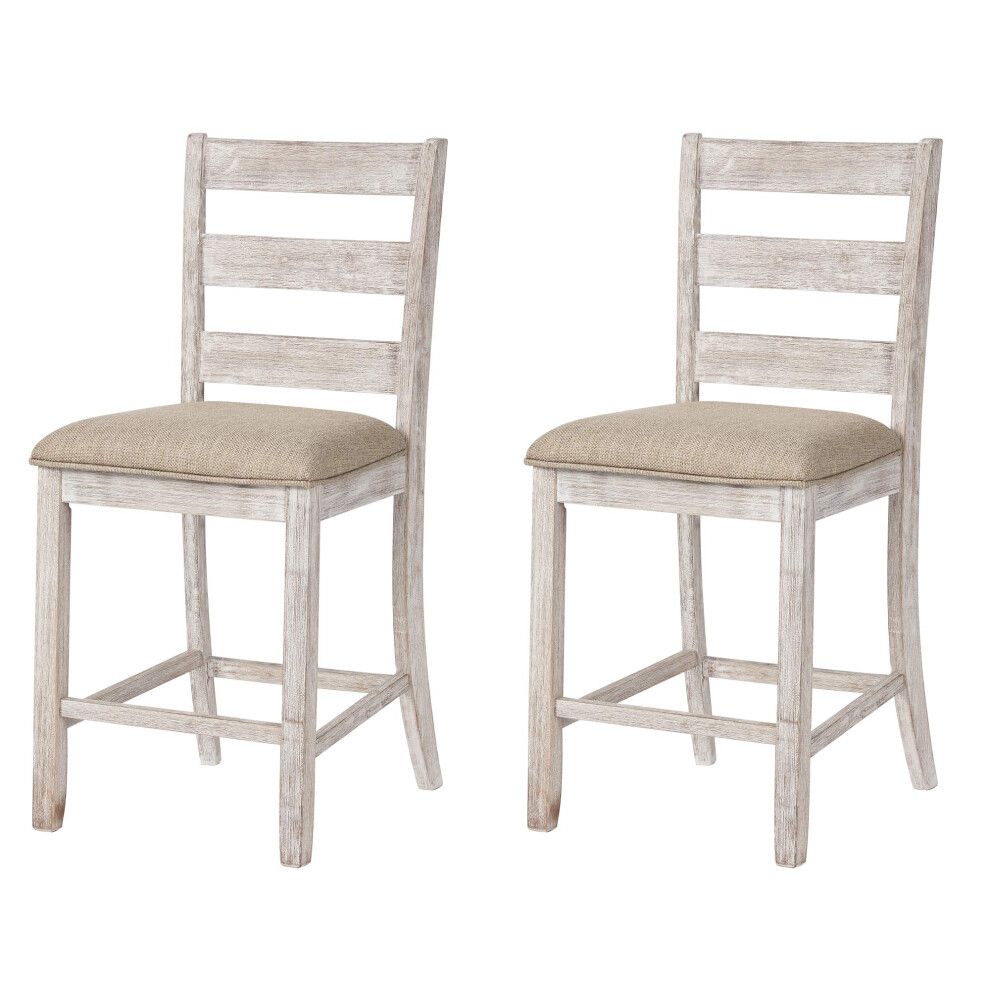 Signature Design by Ashley Skempton 24"" Counter Height Upholstered Barstool Set of 2 Antique White