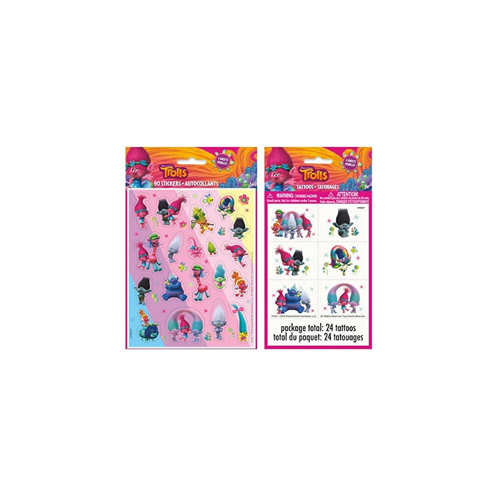 Trolls 4ct Sheets of Stickers and Temporary Tattoos