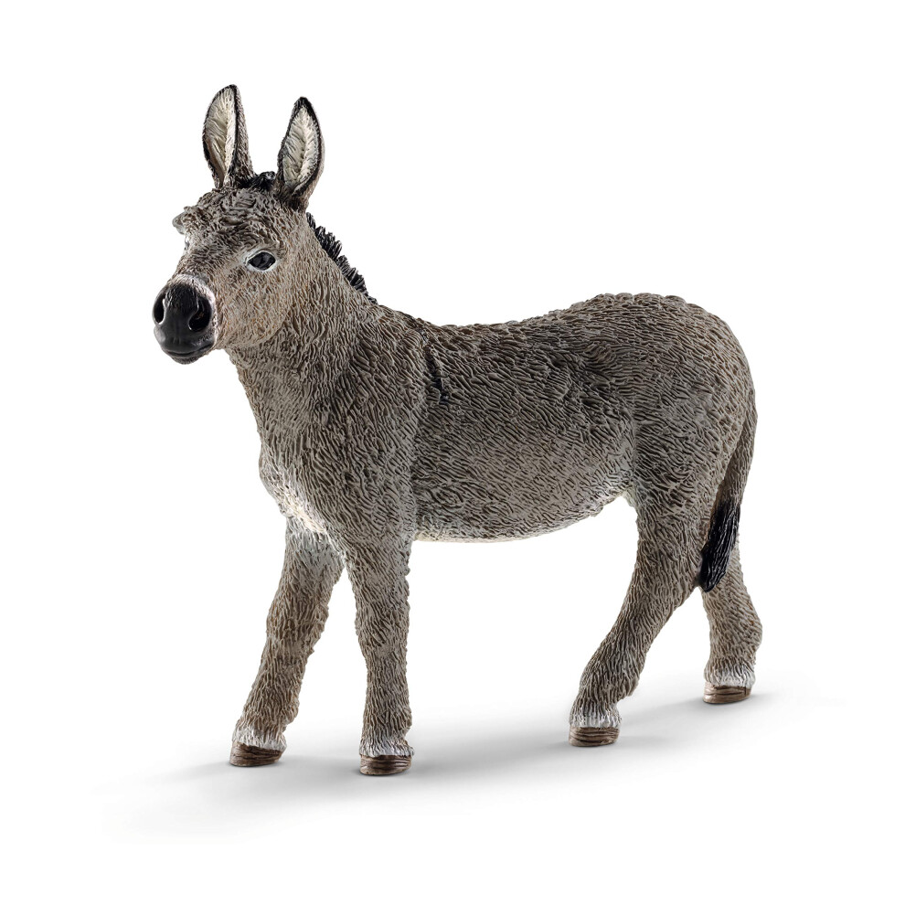 Schleich Farm World Realistic Donkey Animal Figurine - Highly Detailed and Durable Farm Animal Toy  Fun and Educational Play for Boys and Girls  Gift