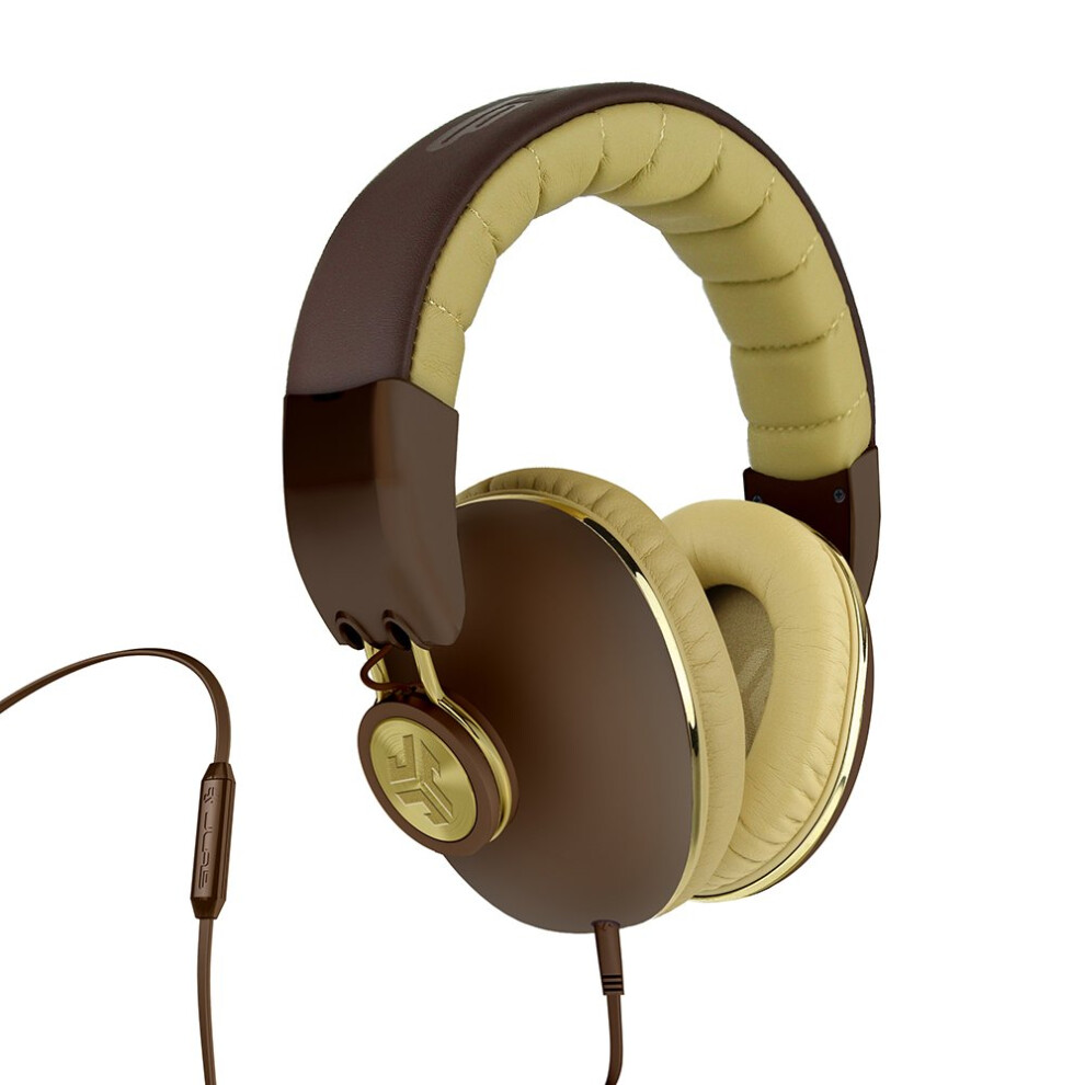 JLAB Audio Bombora Over-Ear Headphones with Universal Mic  Matte Brown/Gold